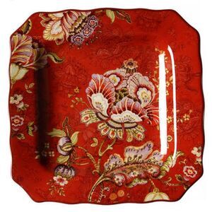 Gabrielle Red Scalloped Edge Appetizer Dish/Jewelry Tray